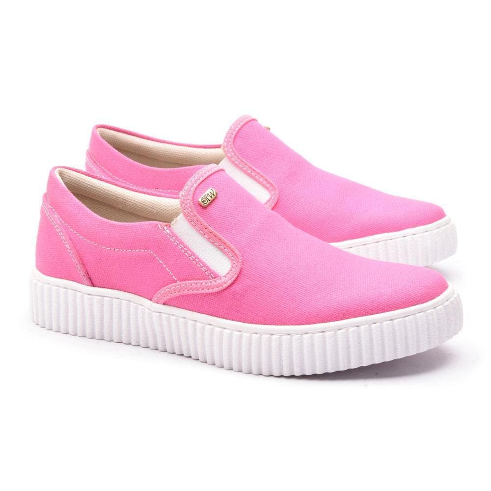 Slip On Feminino Lona Elástico Calce Fácil Confortável