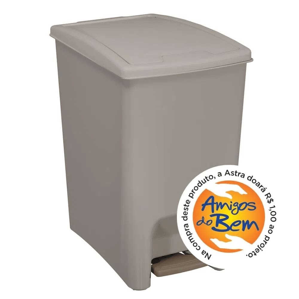 Lixeira de 10 Litros com Pedal Dupla Abertura Astra Argila e Terracota LPDA10*ARG-TR