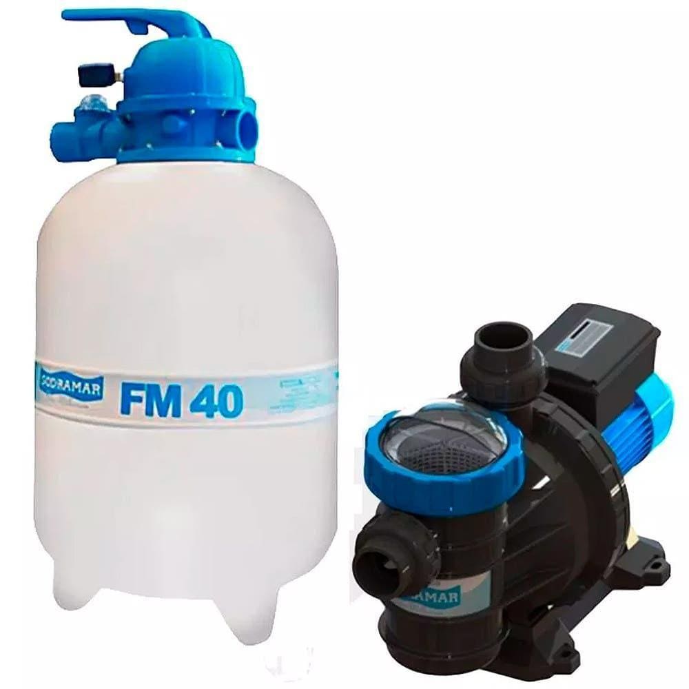 Filtro para Piscina FM-40 1/2CV FILTER com Bomba 1/2CV BMC-50 SODRAMAR até 50.000 Litros
