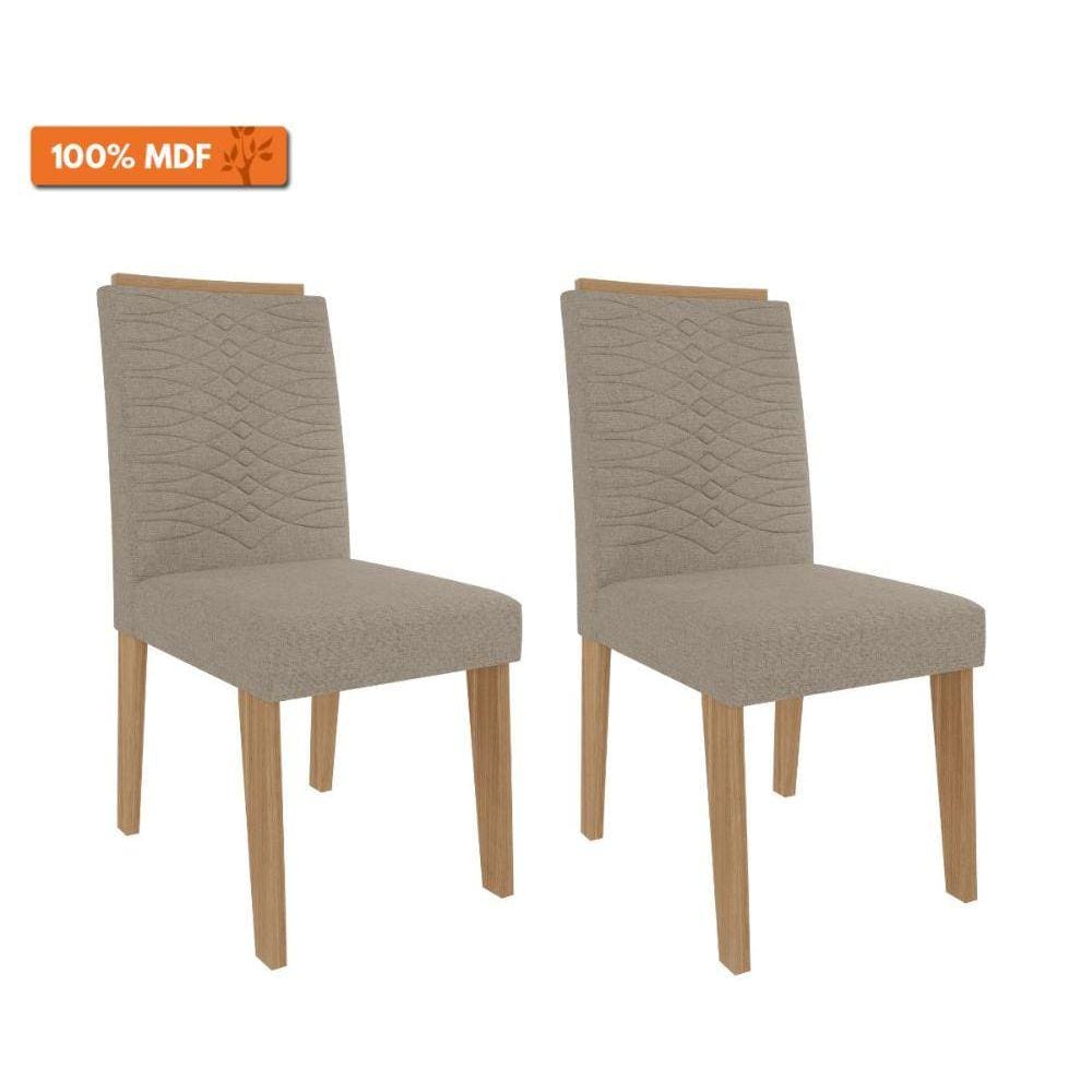 Jogo De Cadeira Para Sala De Jantar 101X43,5Cm Em Mdf Clarice Cimol Nature/Linho Bege