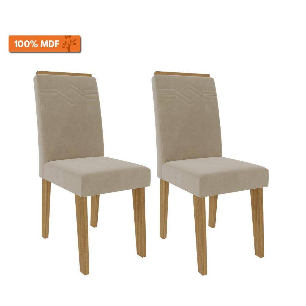 Jogo De Cadeira Para Sala De Jantar 101X42,5Cm Em Mdf Tais Cimol Nature/Nude