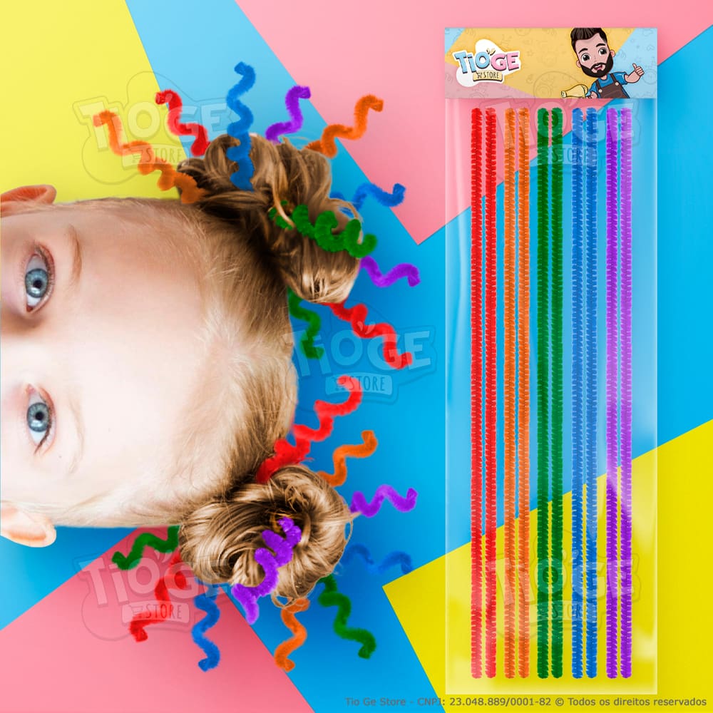 Hastes Flexíveis de Pelúcia Cabelo Maluco Artesanato Limpador Chenille Colorido Arco-íris 10 unid