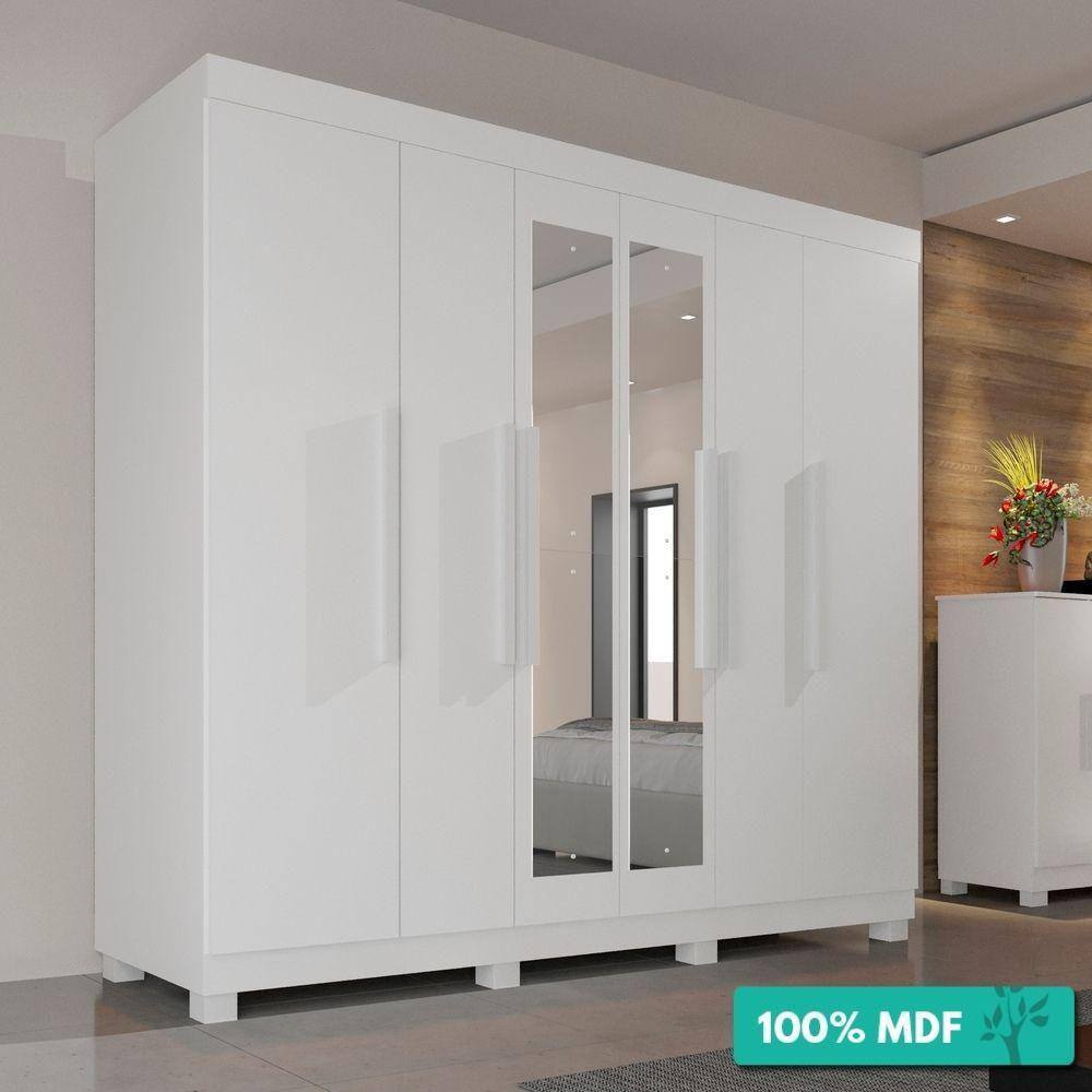 Guarda-Roupa Casal 100% Mdf 6 Portas Com Espelho | Extra