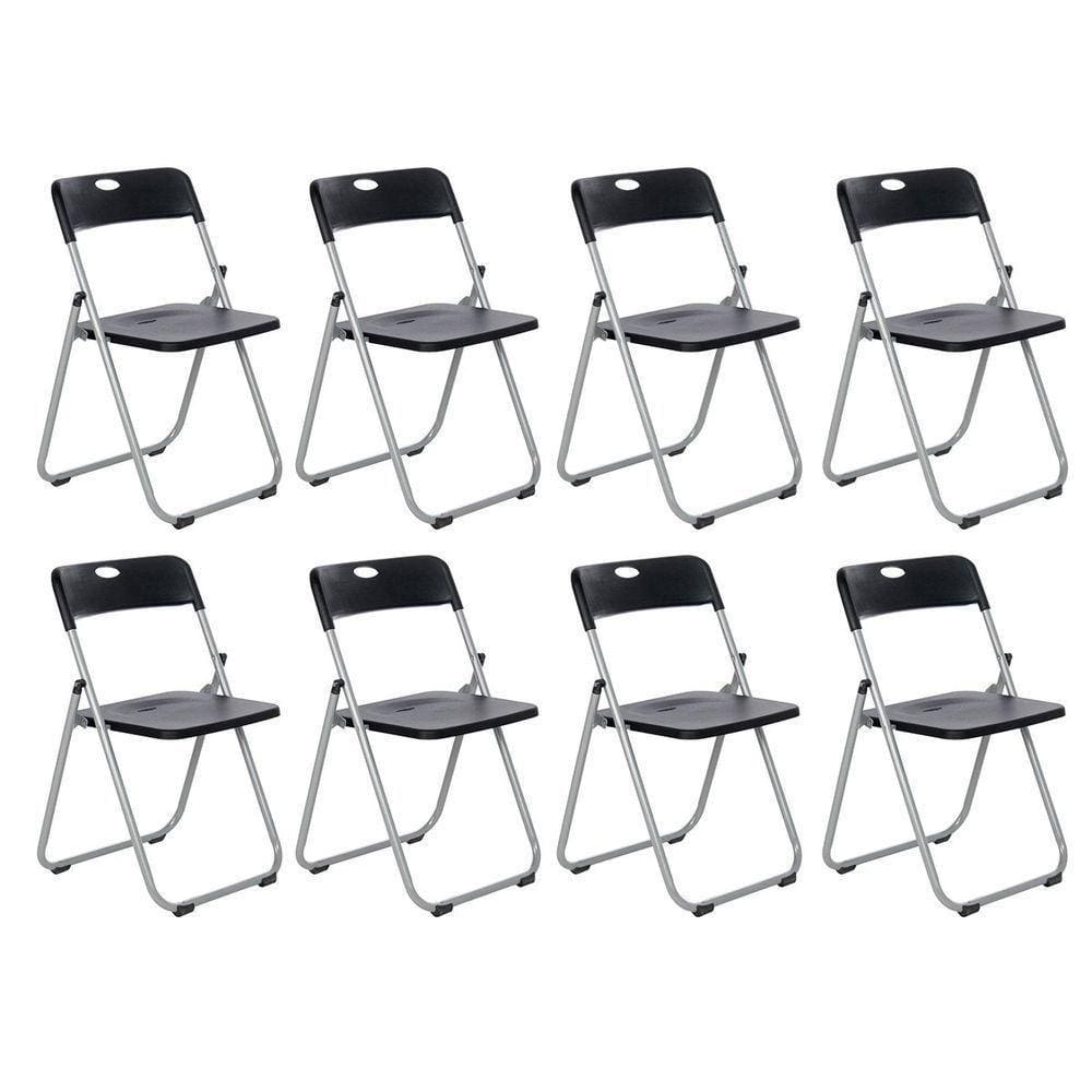 Kit 8 Cadeiras Dobravel Fort Bar Restaurante Lanchonete Eventos Preto