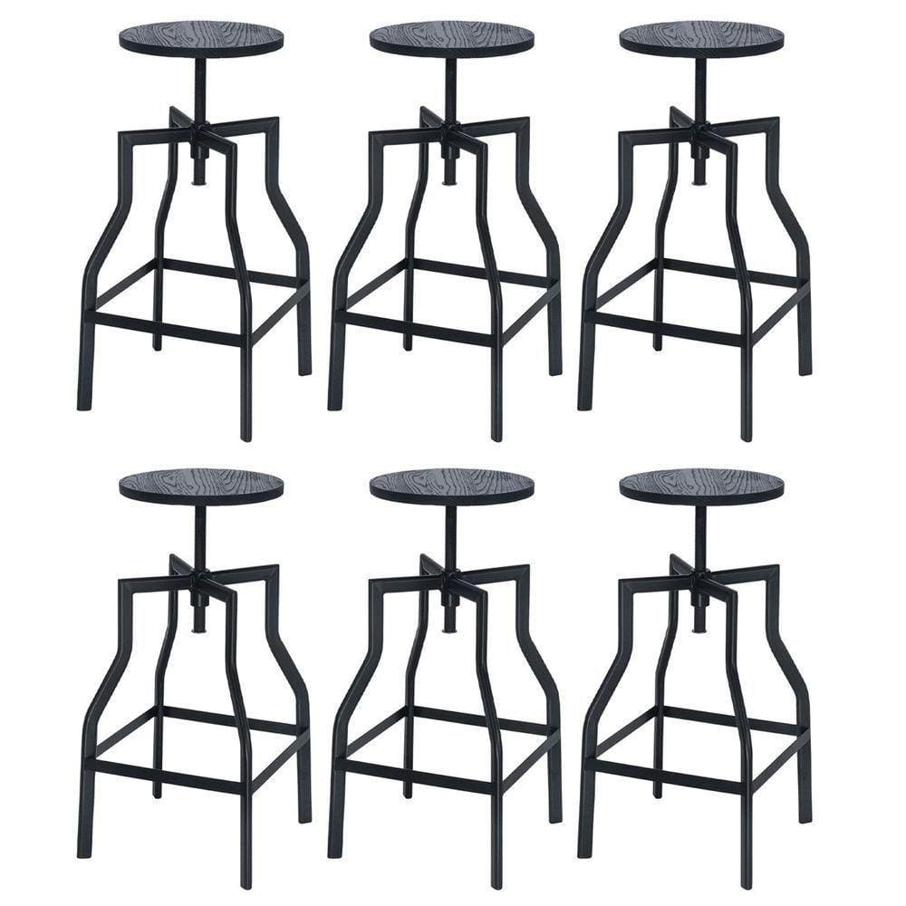 Kit 6 Banquetas Altas Retro Loft Bancada Industrial Turner Preto