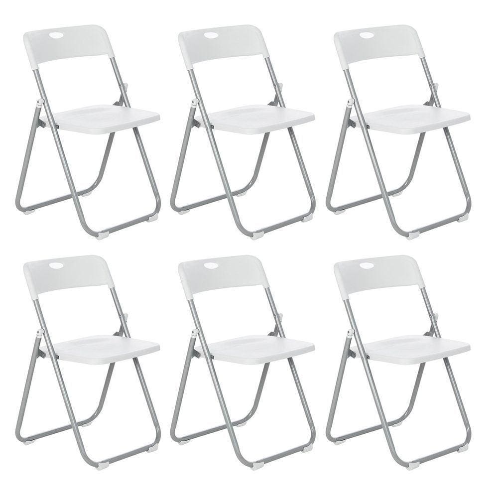Kit 6 Cadeiras Dobravel Fort Bar Restaurante Lanchonete Eventos Branco