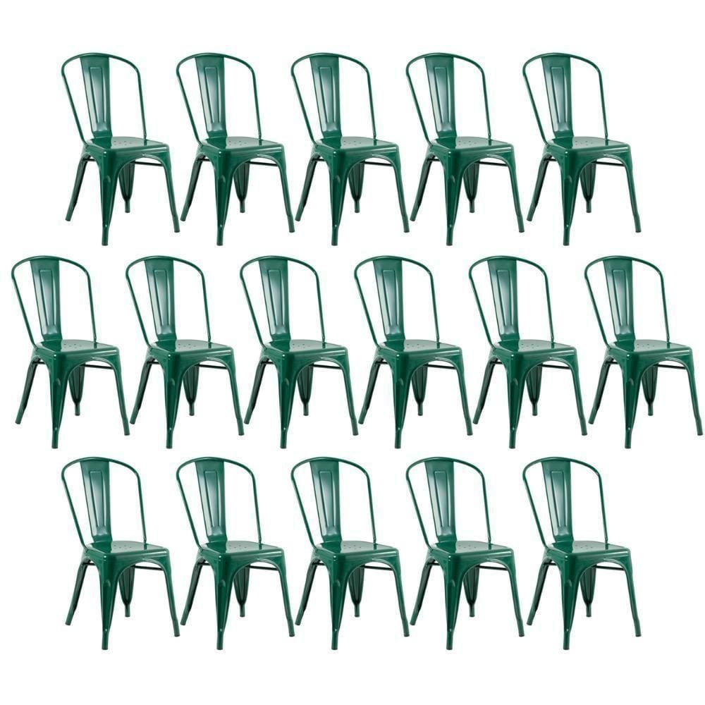 Kit 16 Cadeiras Design Industrial Verde Escuro