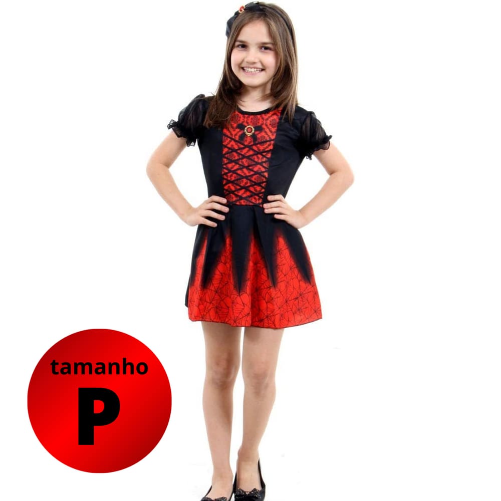 Fantasia vampira infantil estampada pop halloween