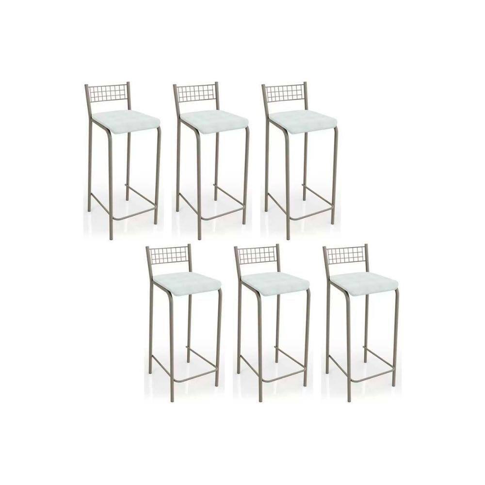 Banqueta Gênova B705 Kit 6 Un Niquel/branco 106 - Kappesberg