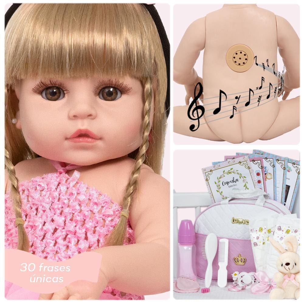 Boneca Bebê Reborn Coelhinha 46cm Vinil Siliconado