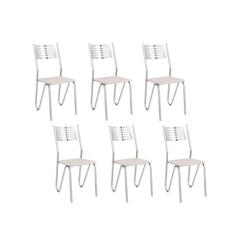 Kit 6 Cadeiras Nápoles 2c045cr Un Cromada Branco