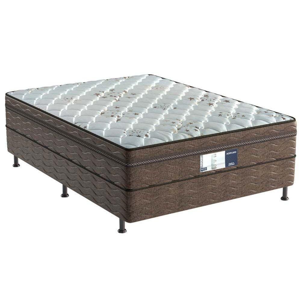 Cama Box Conjugado Casal Colchão Ortopédico D28 Prodormir Pillow Top Brown (138x188x50) Probel