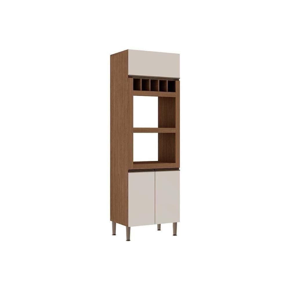 Paneleiro De Cozinha Conecta C/ 3 Portas C/ Adega Off White/ebano - Genialflex
