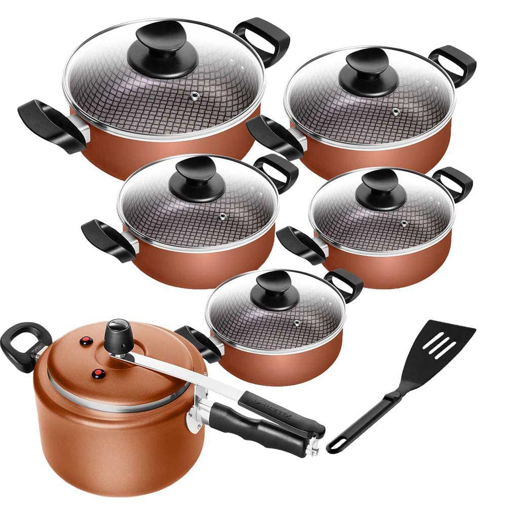 Conjunto Antiaderente Spesso Caçarola Com Panela de Pressão 5 Litros 6 Peças Patolux