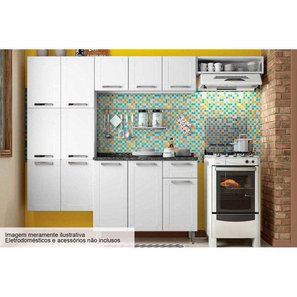 Kit De Cozinha Modulada 4pçs Múltipla (2 Armários + 1 Balcão + 1 Paneleiro) C4P79 Branco -