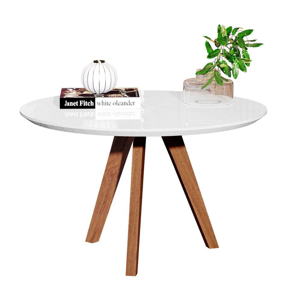 Mesa de Centro Redonda em MDF com Borda Arredondada Branco