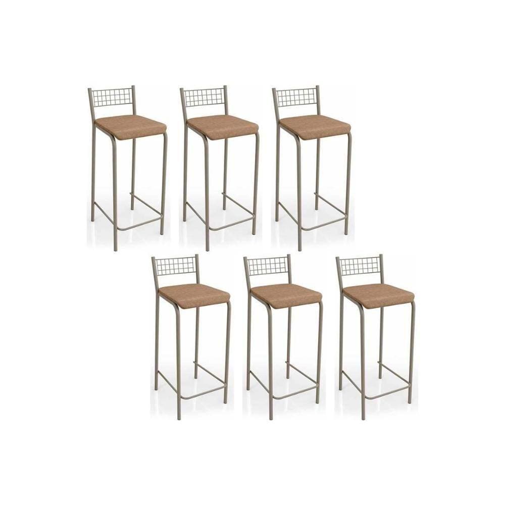 Banqueta Gênova B705 Kit 6 Un Niquel/capuccino 31 - Kappesberg