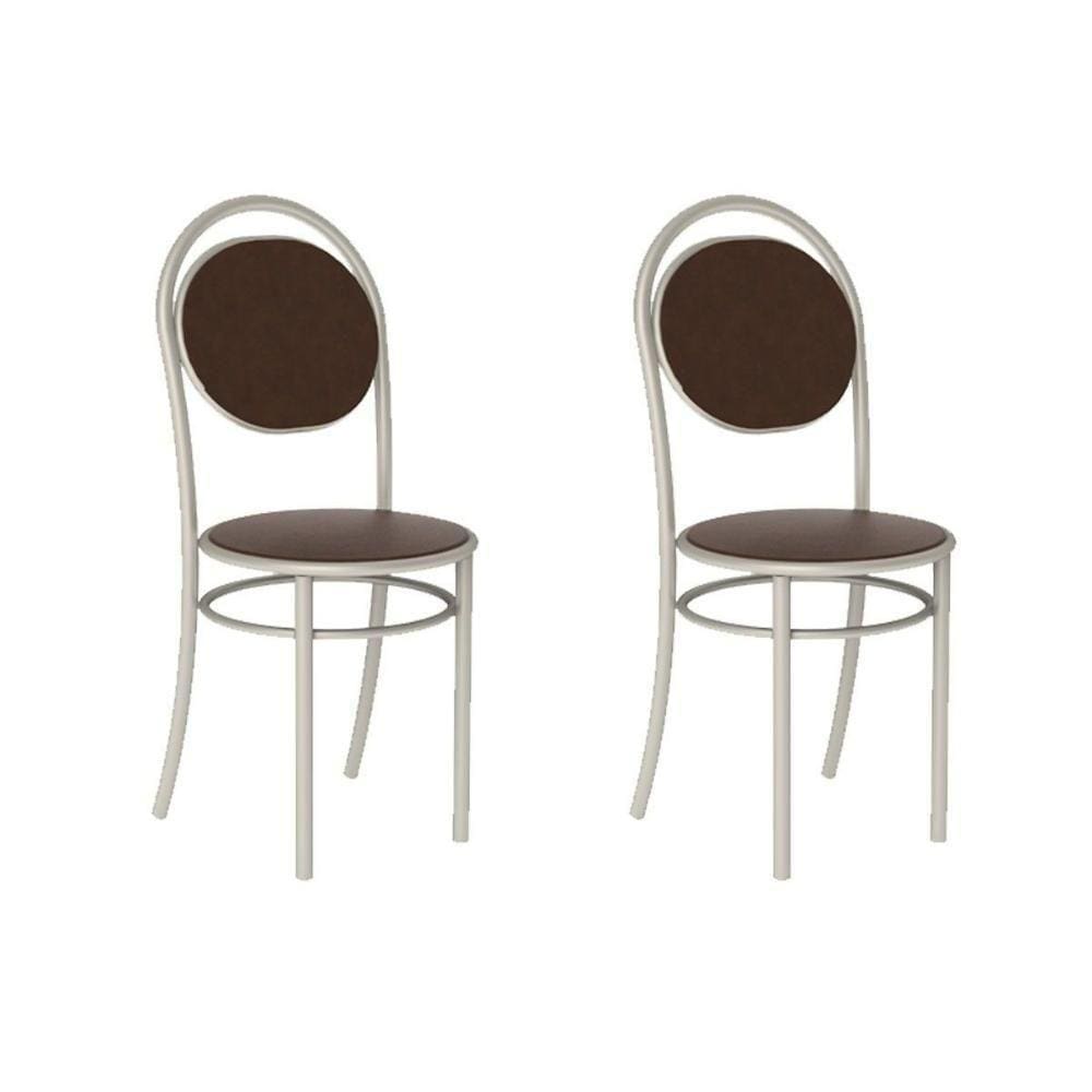 Kit 2 Cadeiras Sala Jantar 190 2 Un Prata - Assento Courano Cacau - Carraro