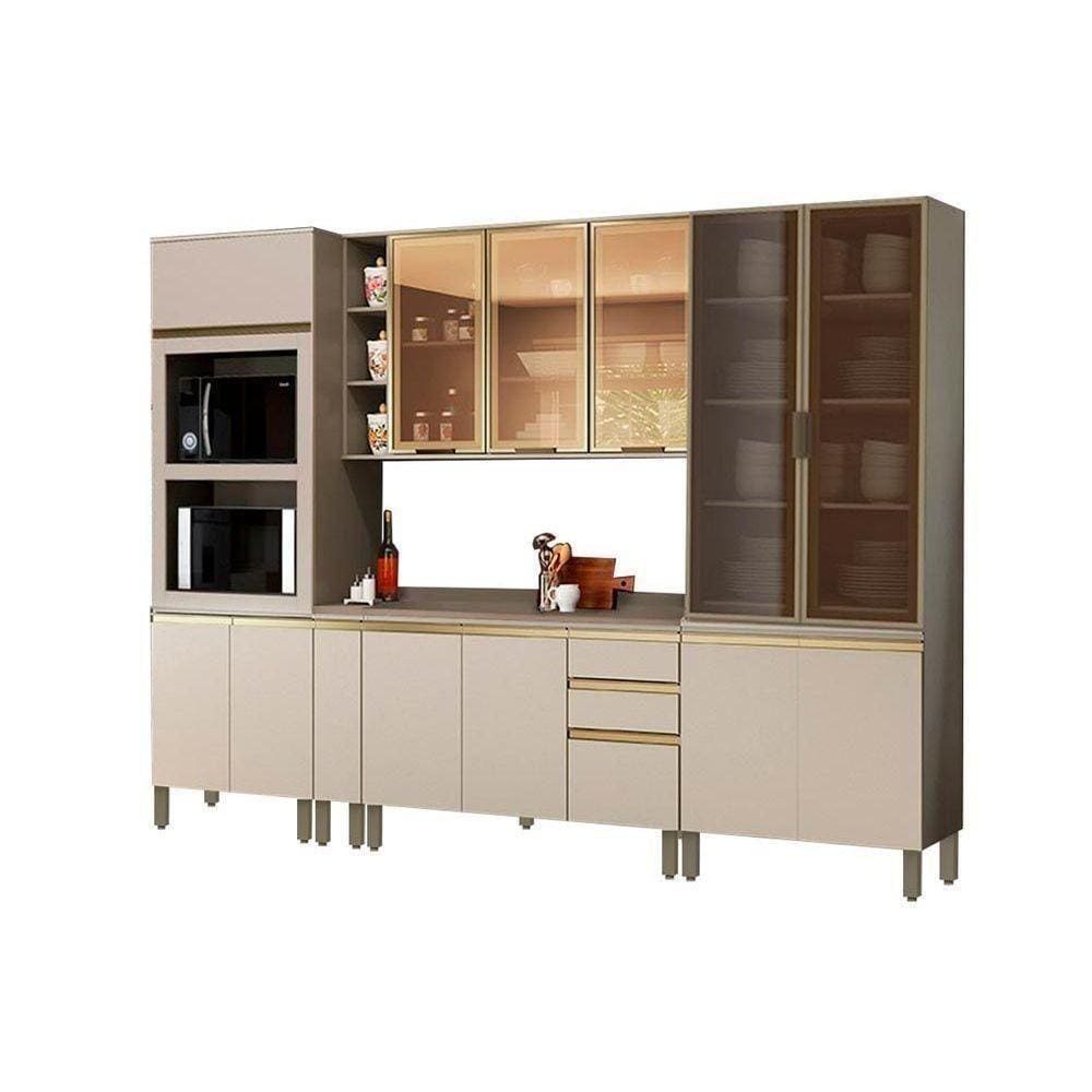 Cozinha Modulada Completa 8pçs 1 Armário 2 Balcões 2 Paneleiros 3 compl. C8P05 Duna/Cristal Henn