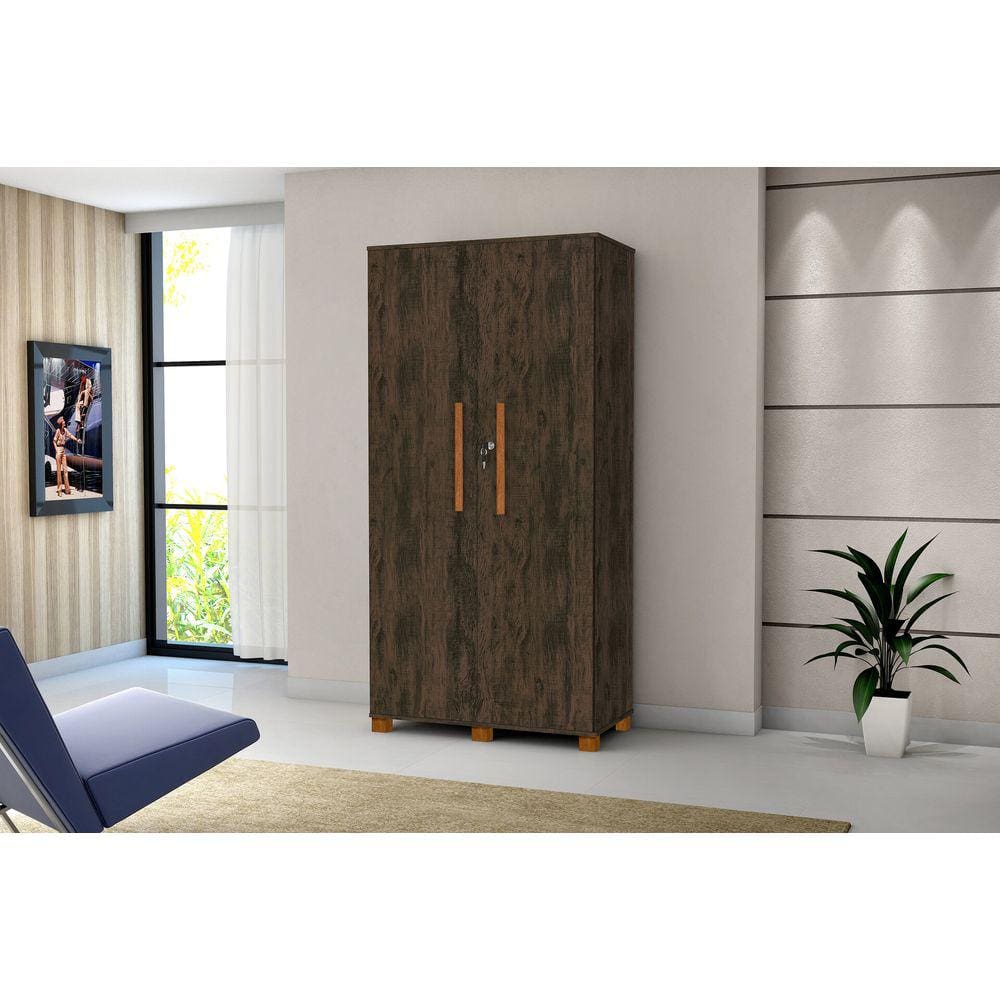 Sapateira 2 Portas Com Chave Para Quarto MDF Nogal