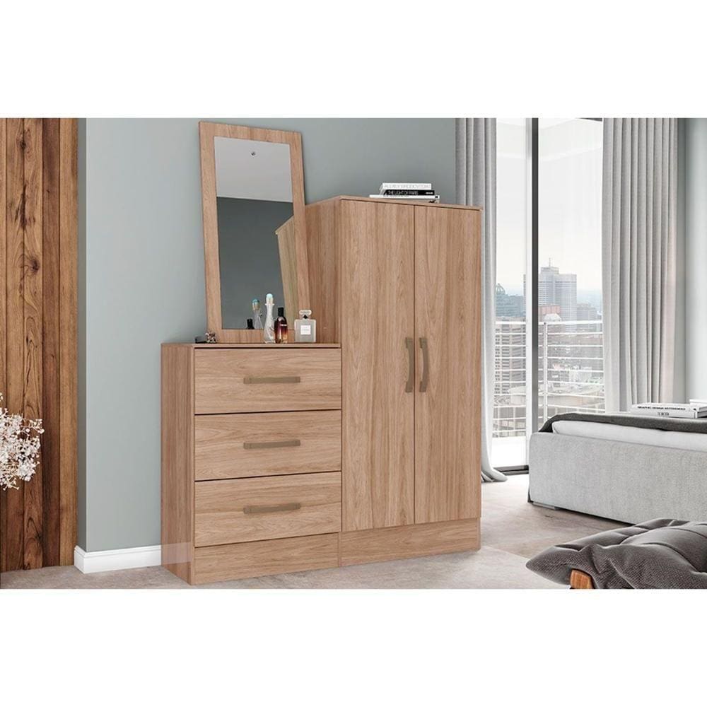 Cômoda Casal Briz B700 C/ 2 Portas E 3 Gavetas Jequitibá Brilho - Henn