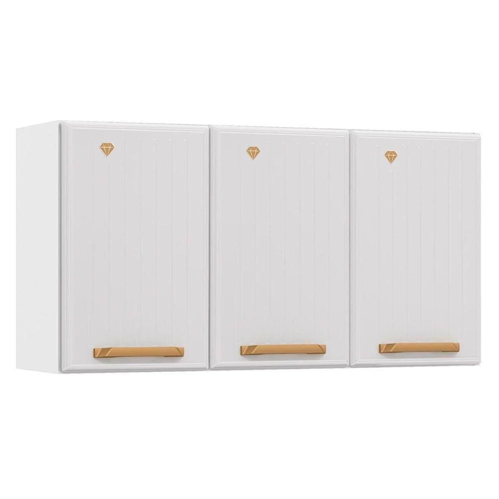 Armário Aéreo Cozinha Modulado Diamante C- 3 Portas 105cm Branco - Telasul