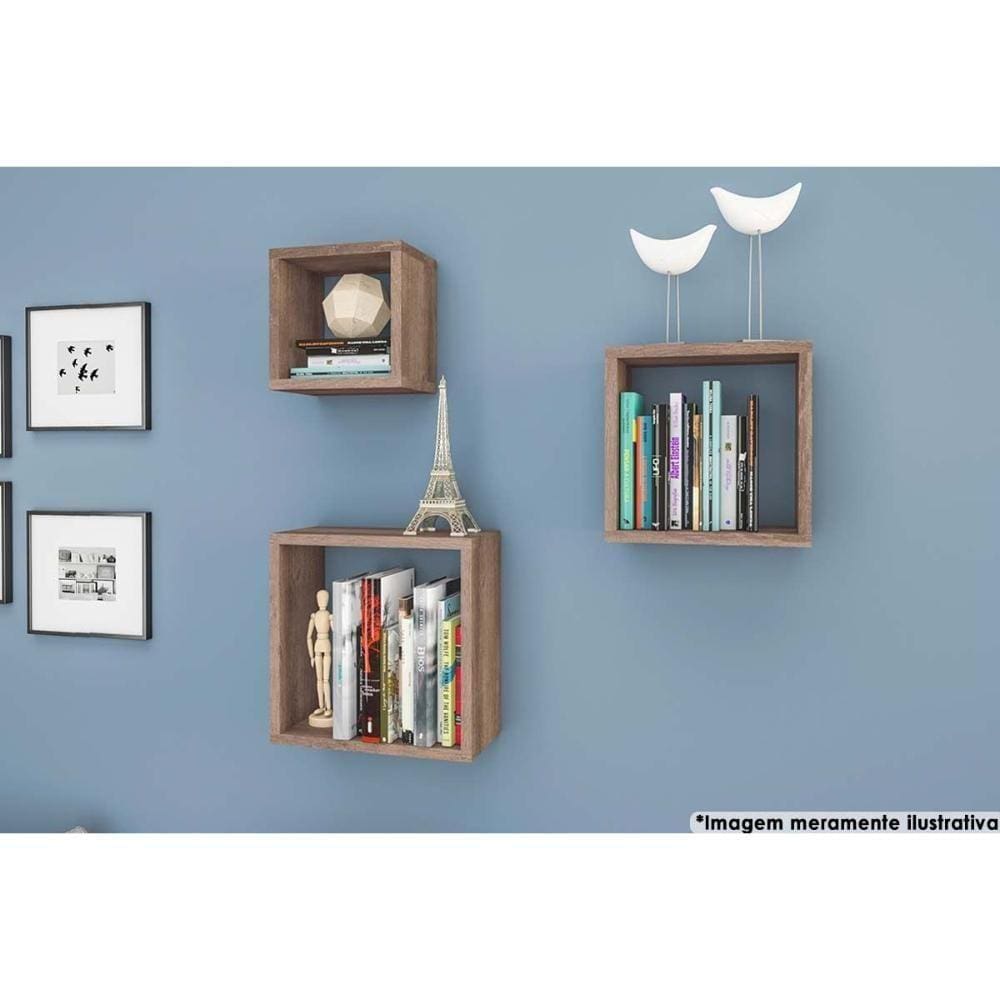 Cubos Decorativo Quarto Bebê Nicho Triplo Am 3078 Rustico - Movelbento