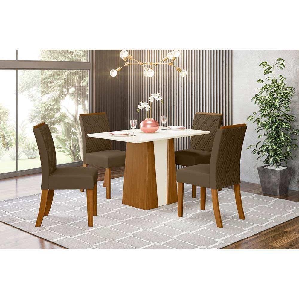 Kit Mesa Orus C- Tampo 120cm + 4 Cadeiras Vita Nature Bege