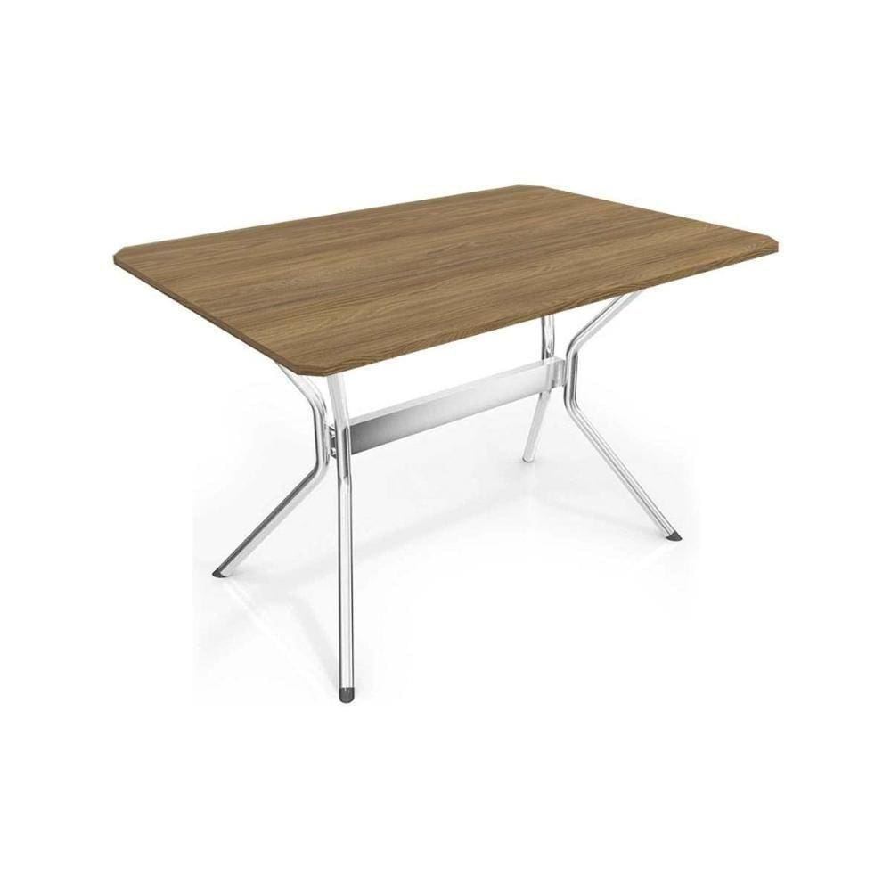 Mesa De Cozinha Loire C/ Tampo 1,60cm Cromada/nogueira - Kappesberg