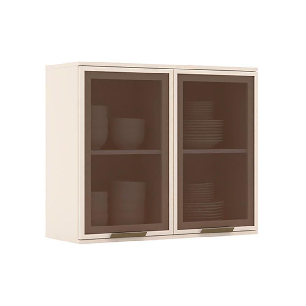 Armário Aéreo Cozinha Modulado Connect C- 2 Portas C-vidro 80cm Off White - Henn