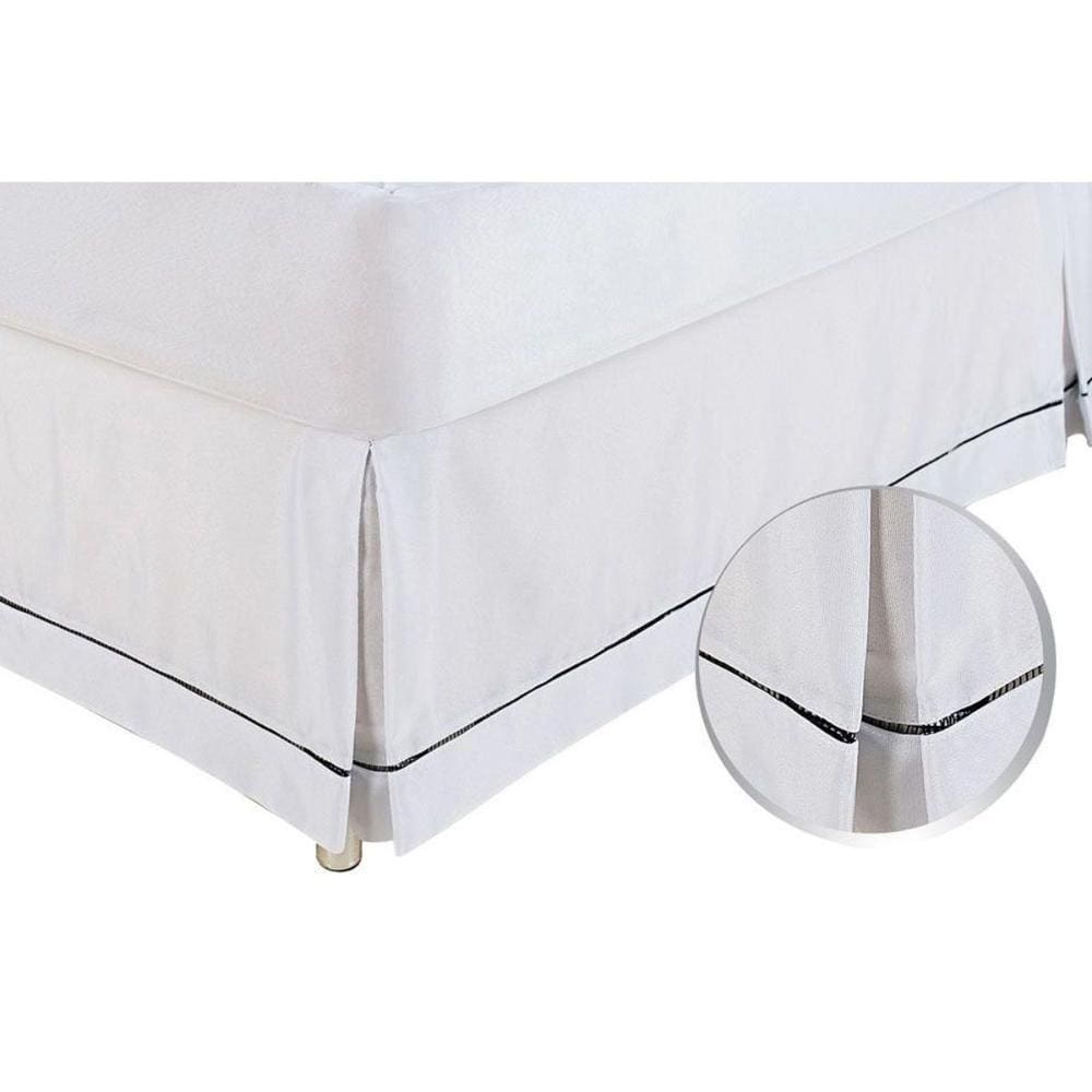 Saia Cama Box King Babado Ponto Palito Branco (190x200) - Ortobom