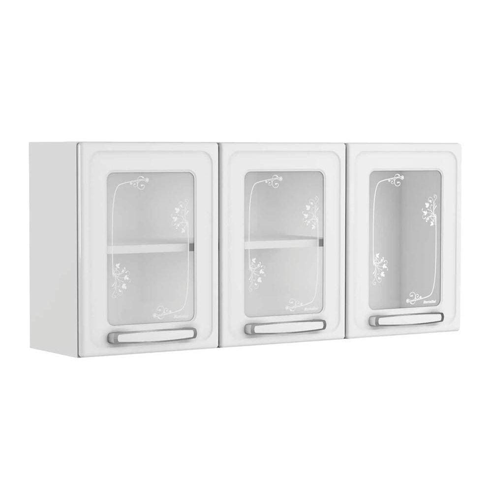 Armário De Cozinha Modulado Evidence 7009 3 Portas C/ Vidro Branco - Bertolini