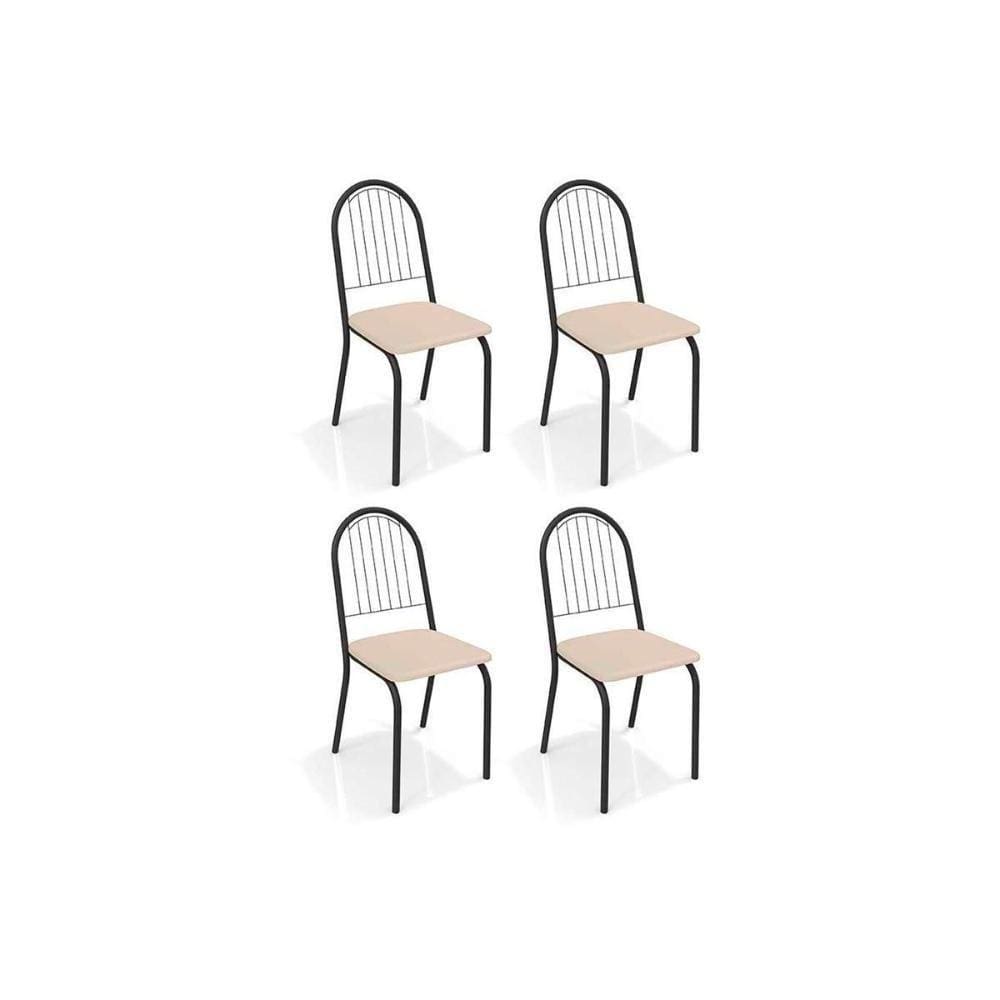 Cadeira Noruega 4C077Prf Kit 4 Un Preto Fosco Courano Nude