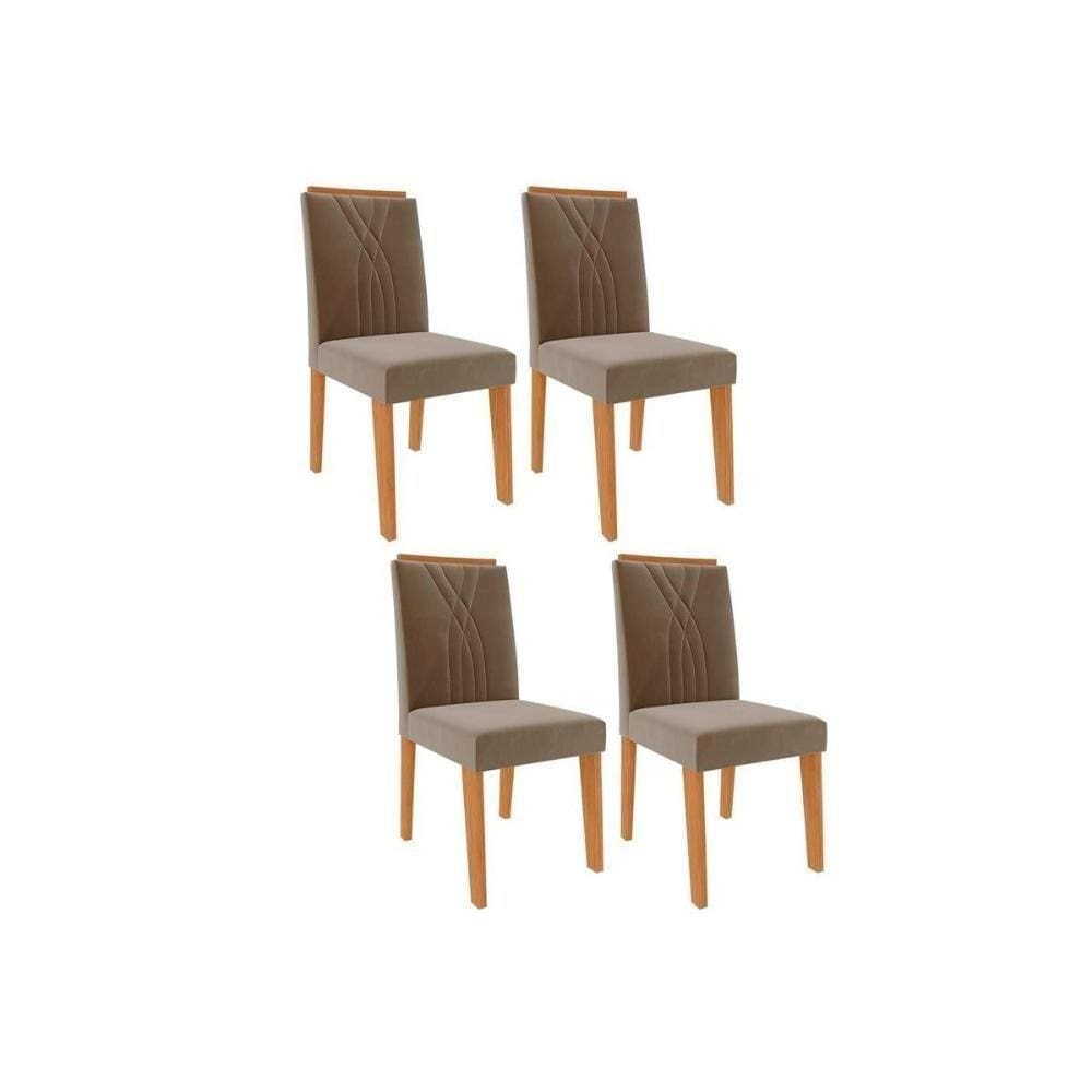 Kit 4 Cadeiras 4 Un Nature Suede Joli
