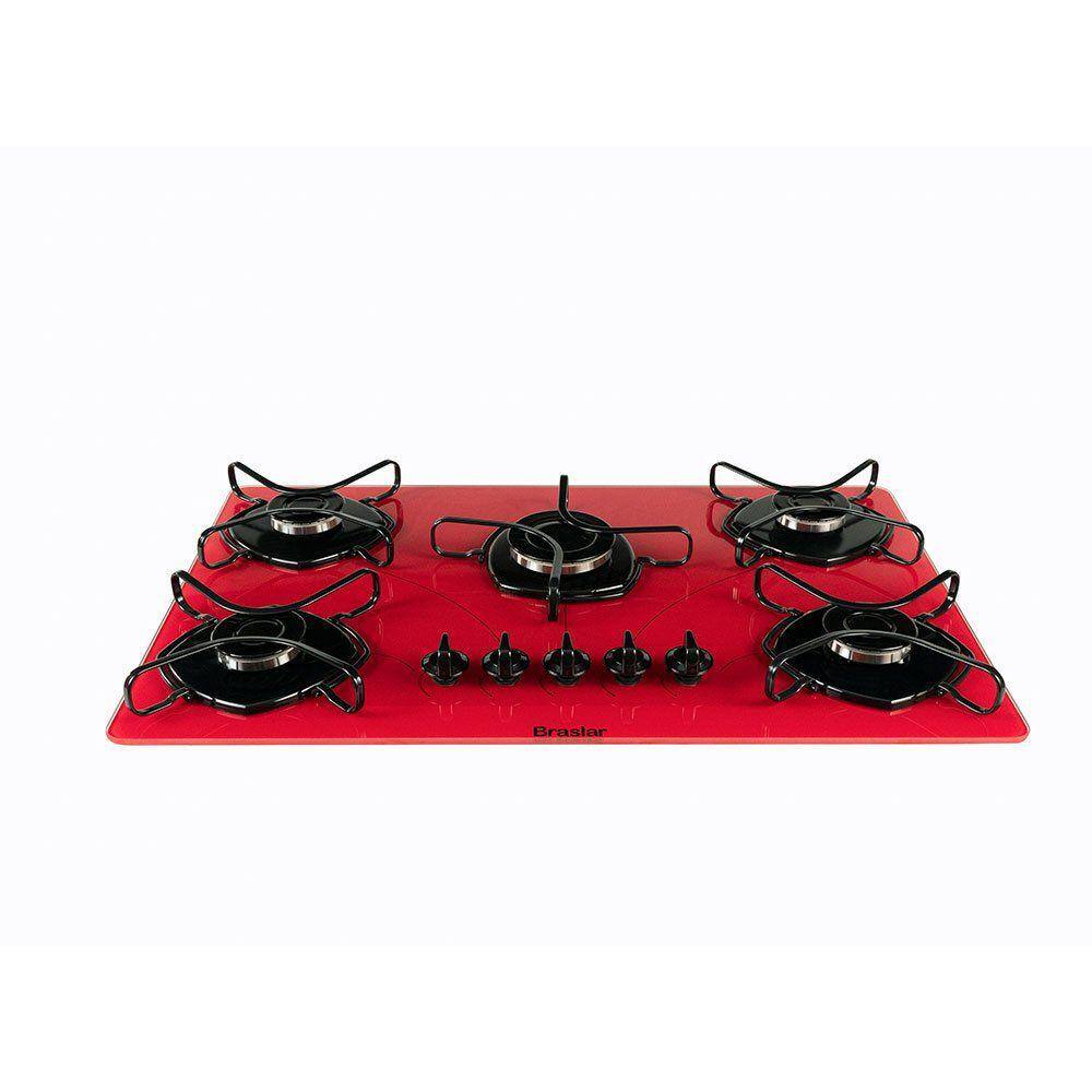 Fogao cooktop 5 bocas vermelho braslar Black Friday Extra