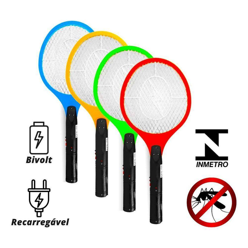 Raquete Elétrica Recarregável Mosca Pernilongo - Bivolt