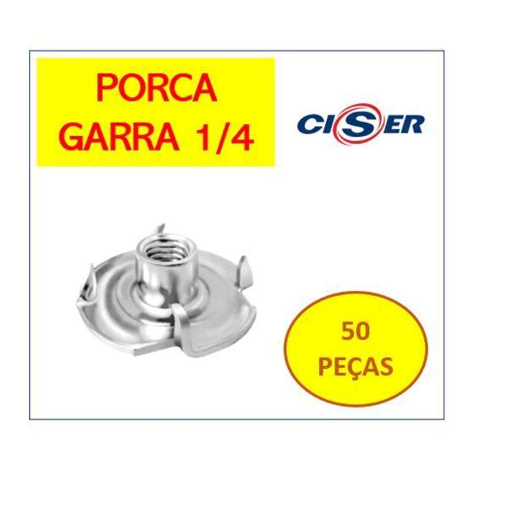 Porca Garra 1/4 Unc Ciser Zincada com 50 Peças