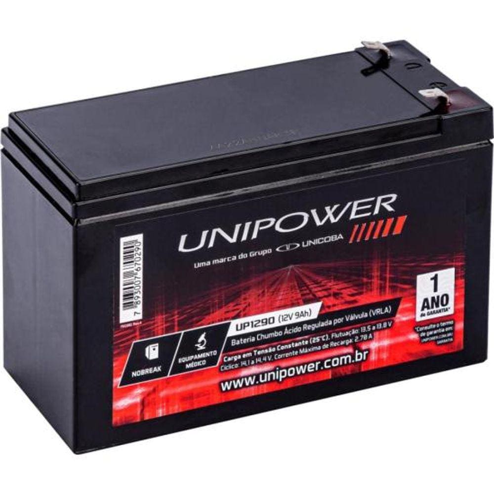 Bateria Estacionária Selada 12V/9A VRLA UP1290 UNIPOWER