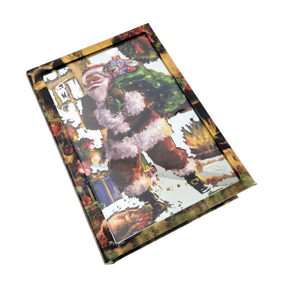 Caixa Livro Espelhada de Papai Noel Natal VD 30x21x7cm