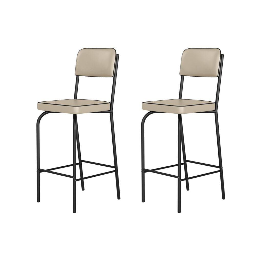 Kit 2 Banquetas Altas para Cozinha Vintage Preto/Off White