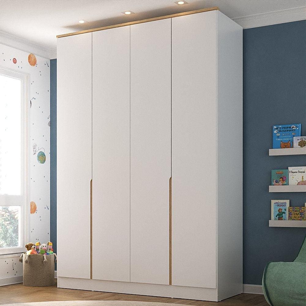 Guarda Roupa Infantil 4 Portas 2 Gavetas Sky Branco/Olmo Italiano
