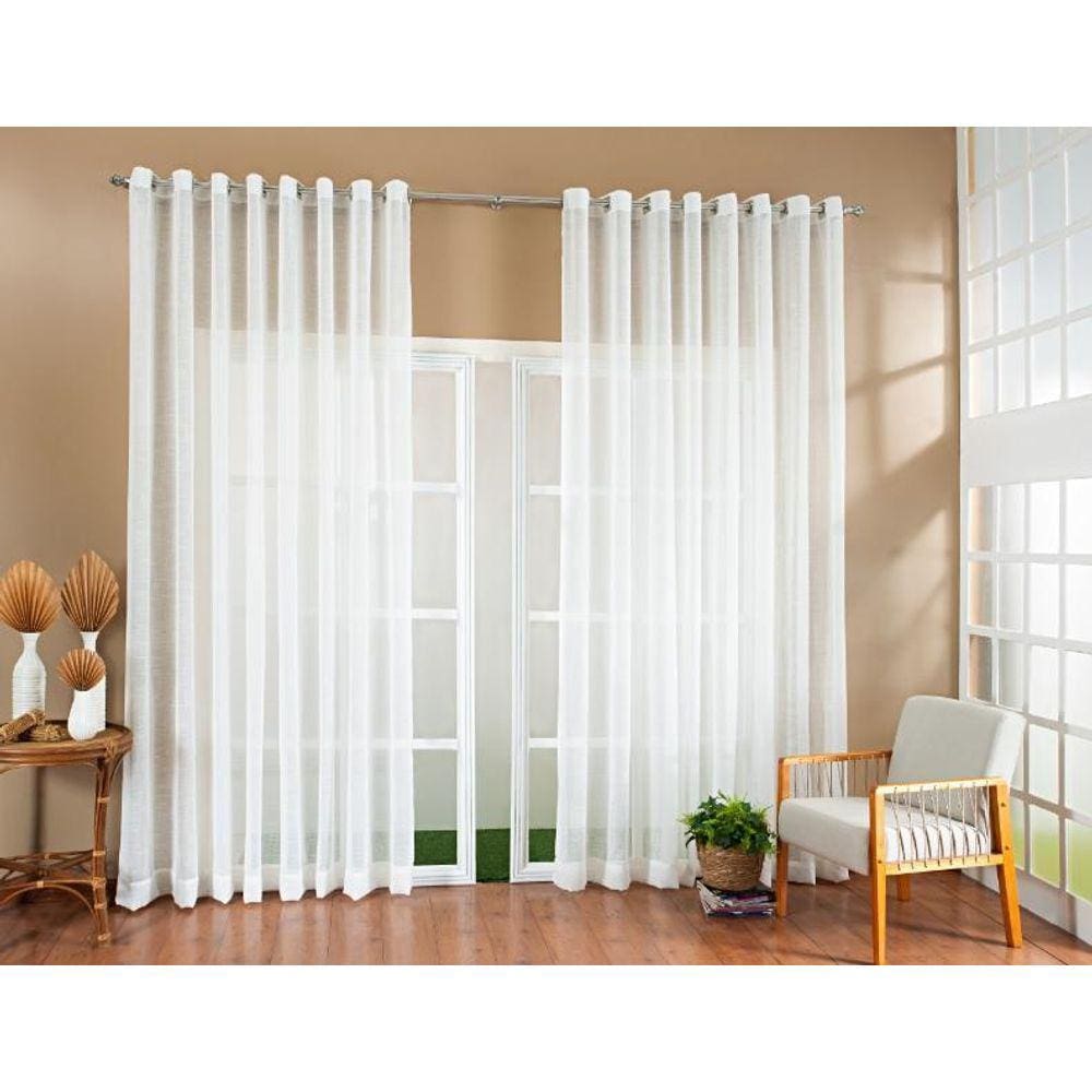 Cortina Gaze de Linho Sem Forro 4,00X2,60 Marfim