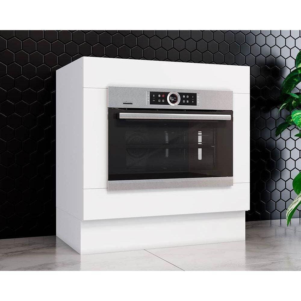 Balcão De Cozinha Modulado Americana P/ Forno Embutir S/ Tampo Branco - Henn