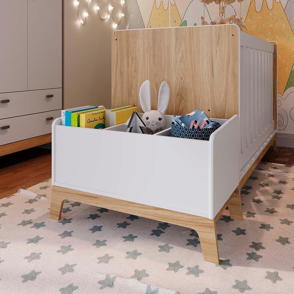 Baú Para Brinquedos Com 3 Repartições 74cm x 38cm Branco Jessie Completa Móveis