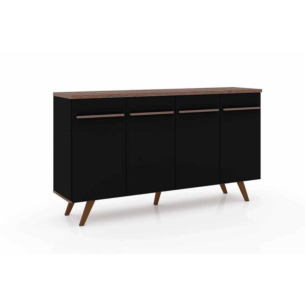 Buffet De Sala Jantar Rt3133 4 Portas Preto-rustico - Movelbento