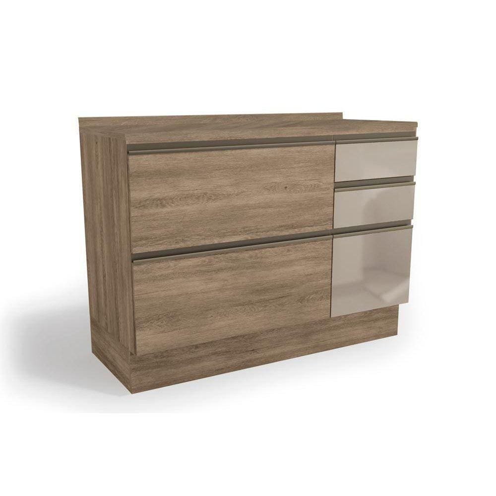 Balcão De Cozinha Maxxi G747 1 Porta E 4 Gavetas C/ Vidro + Tampo Nogal - Kappesberg