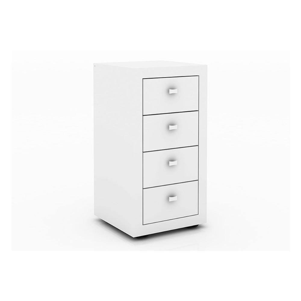Gaveteiro P/ Escritório Me4133 C/ 4 Gavetas E Rodízios Branco - Tecno Mobili