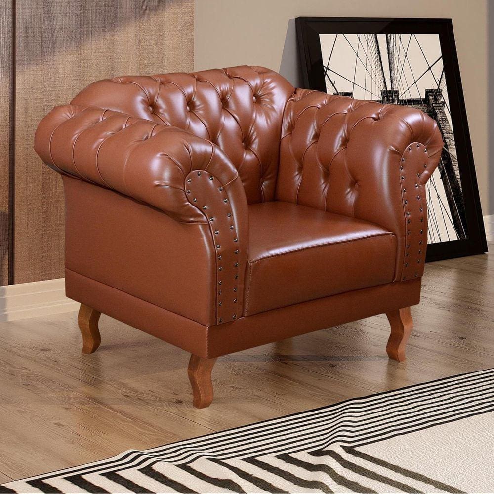 Poltrona Chesterfield Clássica Duque Caramelo