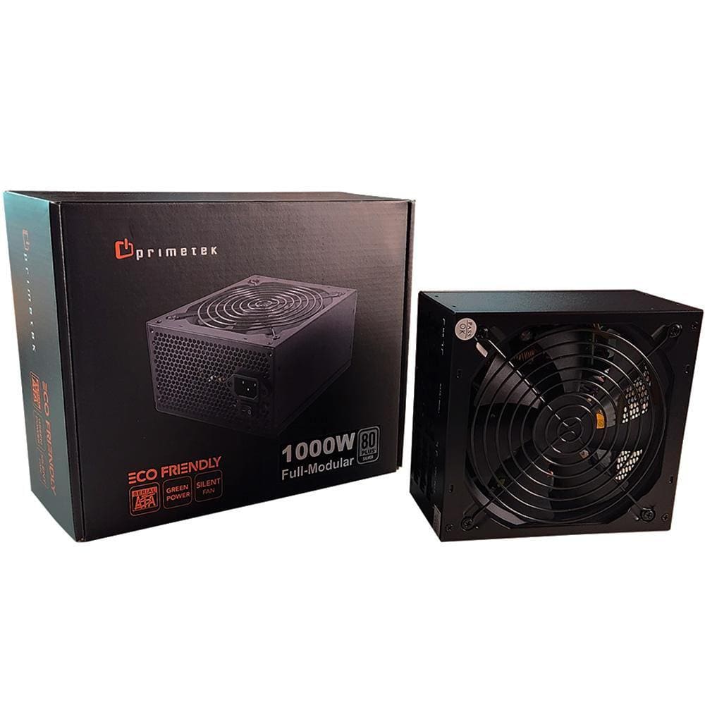 Fonte Gamer Primetek Atx 1000W Real 80 Plus Silver Pfc Ativo Fp-1000/80+ Preta