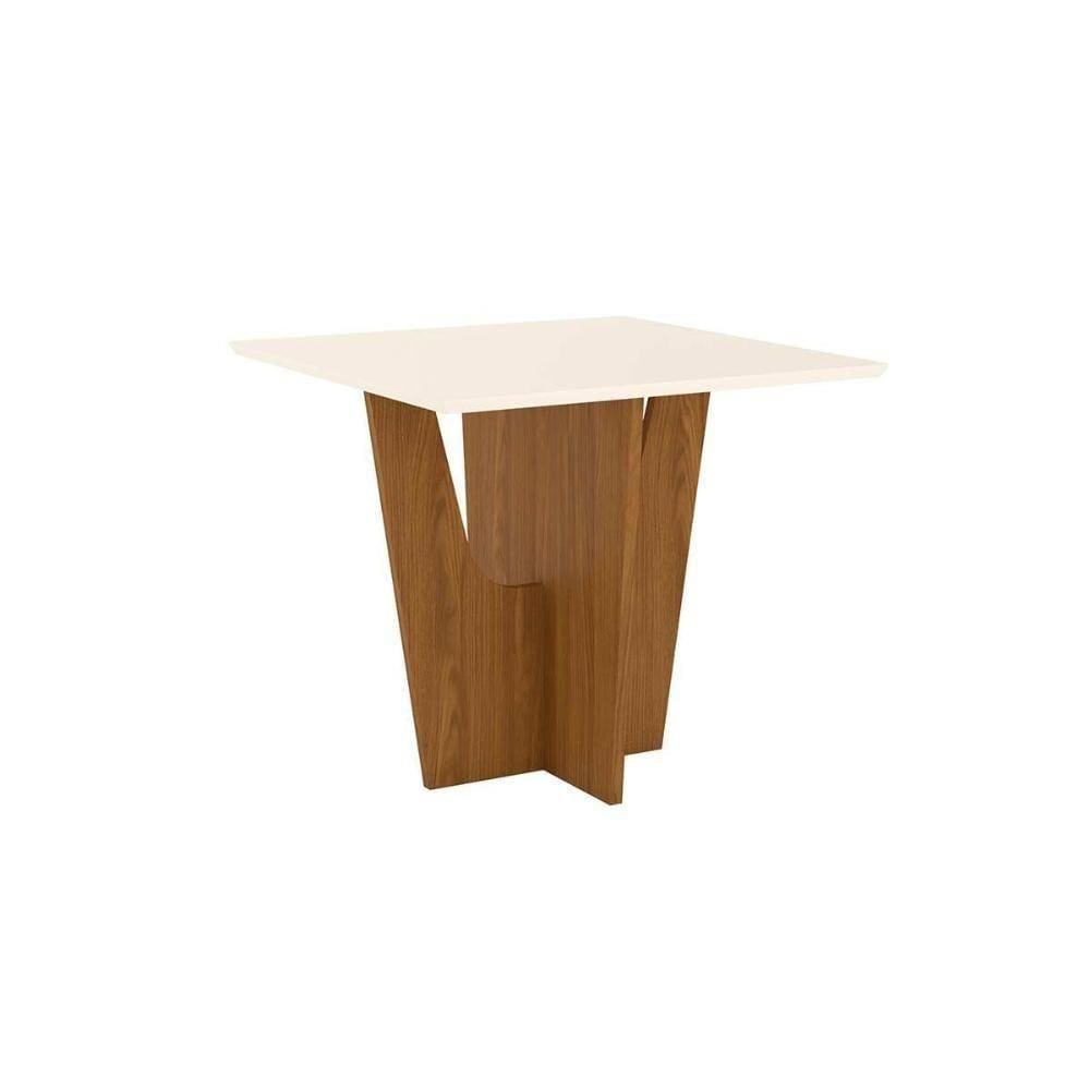 Mesa Para Cozinha Vértice Sc39 + Tampo Madeirado Reto 90x90cm Nature-off White - Henn